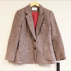 NEW Vintage USA Union Made 100% Pure Wool Houndstooth Blazer Jacket S/Xs